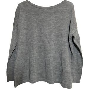 J.Jill Merino Wool Sweater 100% Wool Boat Neck Long Sleeve Gray Petite Large